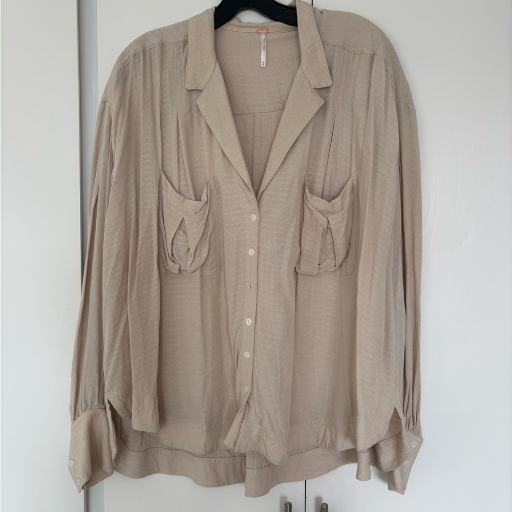 Free People Textured Beige Top